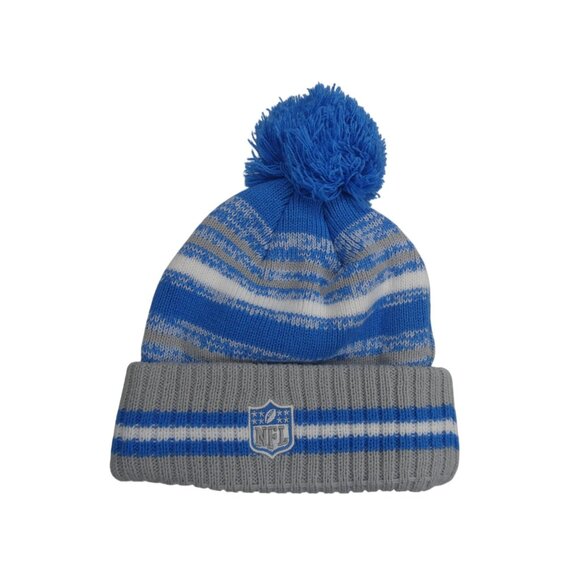 Authentic NFL Detroit Lions Skull Beanie Gray & Honolulu Blue One Size Fits Most - Picture 2 of 6